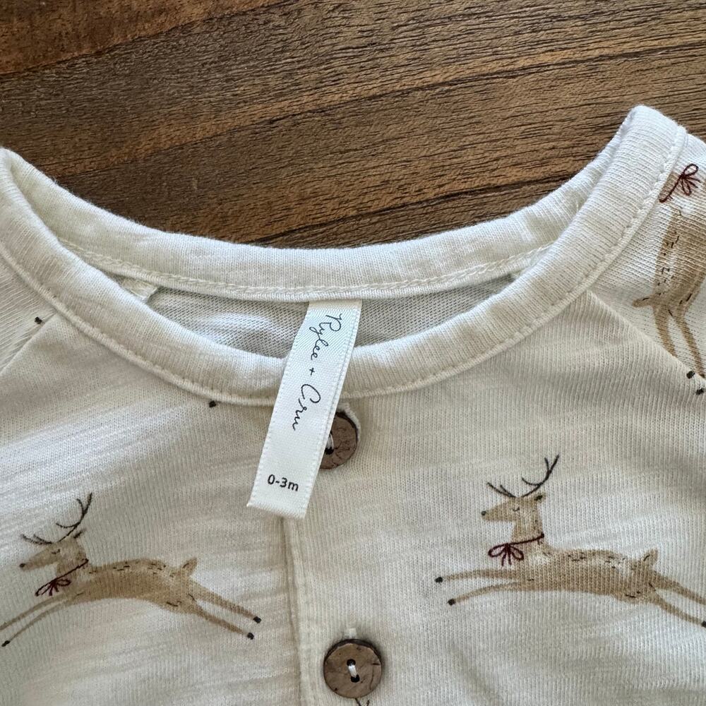 Rylee + Cru Reindeer Romper - Size 0-3m - Picture 3 of 4